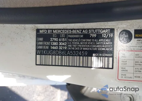 2020 Mercedes-Benz S 560 из США, поврежденный, VIN W1KUG8DB6LA532459